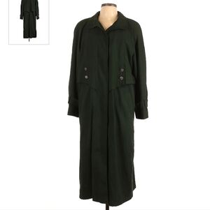 Vintage Preston & York Petites Dark Green Duster Trench Coat Women's 12P EUC